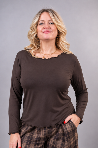 Langarmshirt, schokobraun
