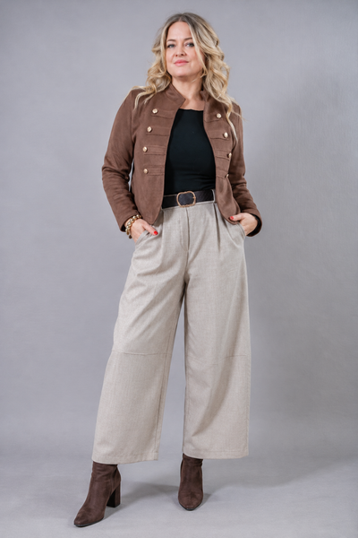 Jacke in Velourslederoptik, schokobraun