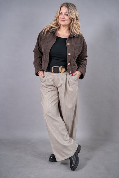 Palazzo-Hose mit Bundfalte, beige