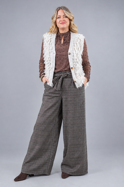 Bluse mit leichtem Stehkragen, braun