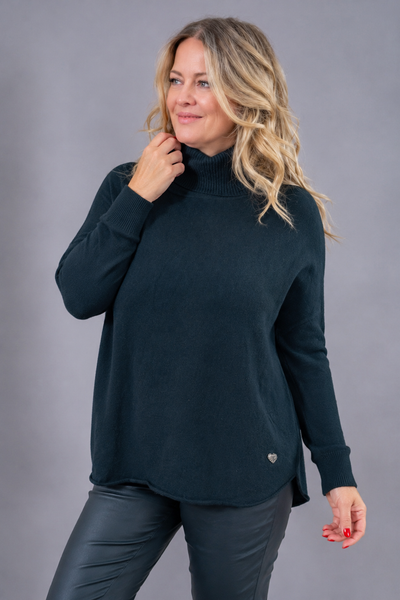 Strickpullover mit Rollkragen, schwarz