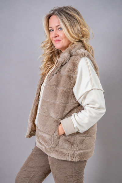 Kuschelige Fake Fur Weste, beige