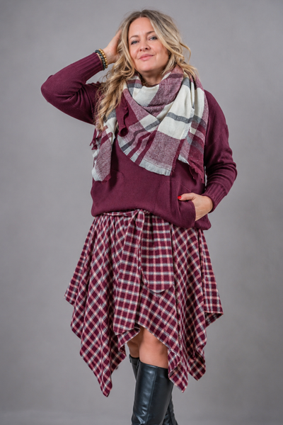 Oversize Schal "Cozy Moments", burgundy/creme/grau
