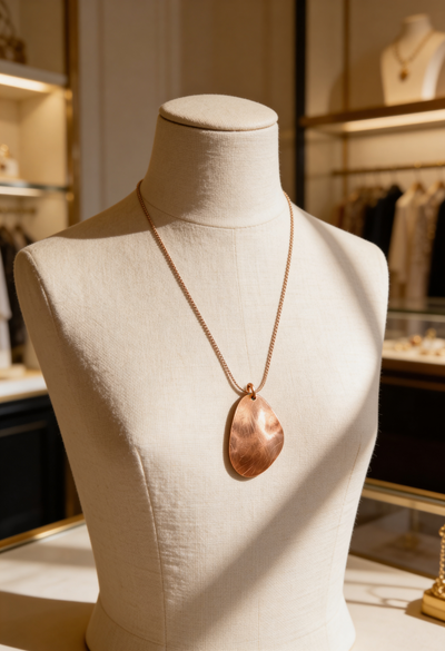 Elegante Halskette mit Blatt-Anhänger, roségold