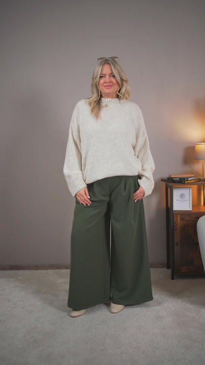 Oversize-Strickpullover, creme