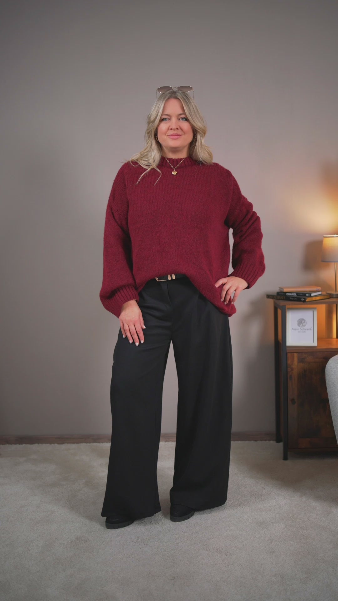 Video laden: Oversize-Strickpullover, bordeaux