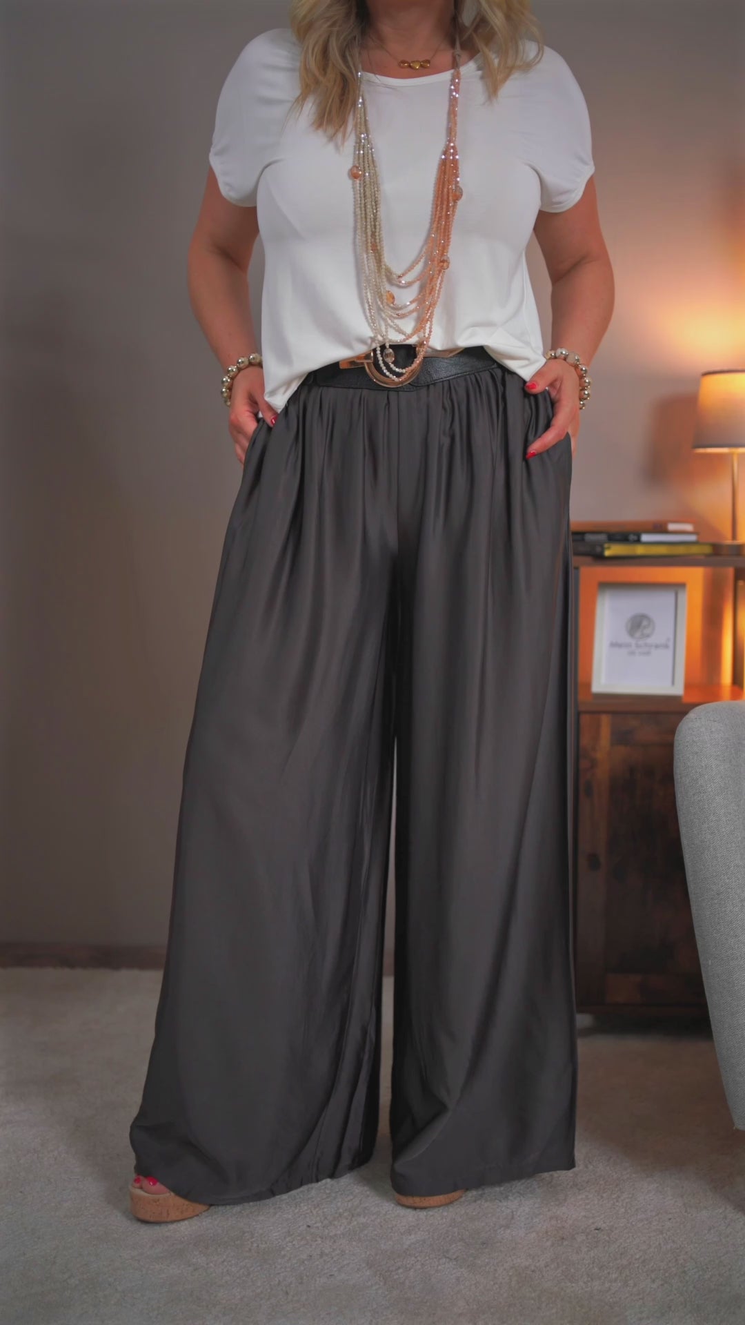 Viskose-Seidenhose, schokobraun