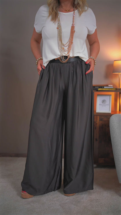 Viskose-Seidenhose, schokobraun