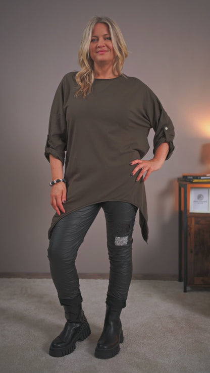 Oversize-Shirt mit Smiley, schokobraun