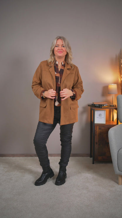 Eleganter Blazer in Velourslederoptik, camel