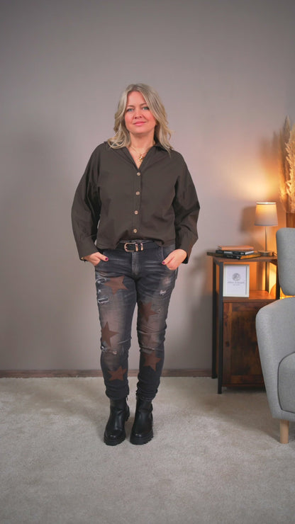 Destroyed Jeans mit Sternen