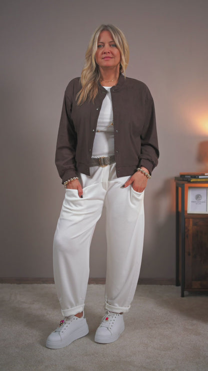 Blouson in Wildlederoptik, schokobraun