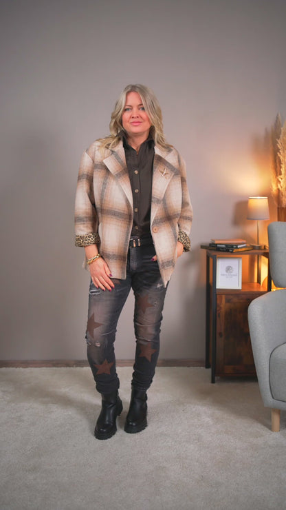 Oversize Blazer im Karo-Muster