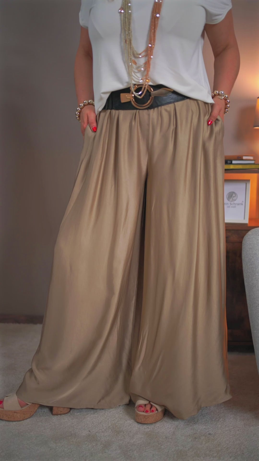 Viskose-Seidenhose, gold