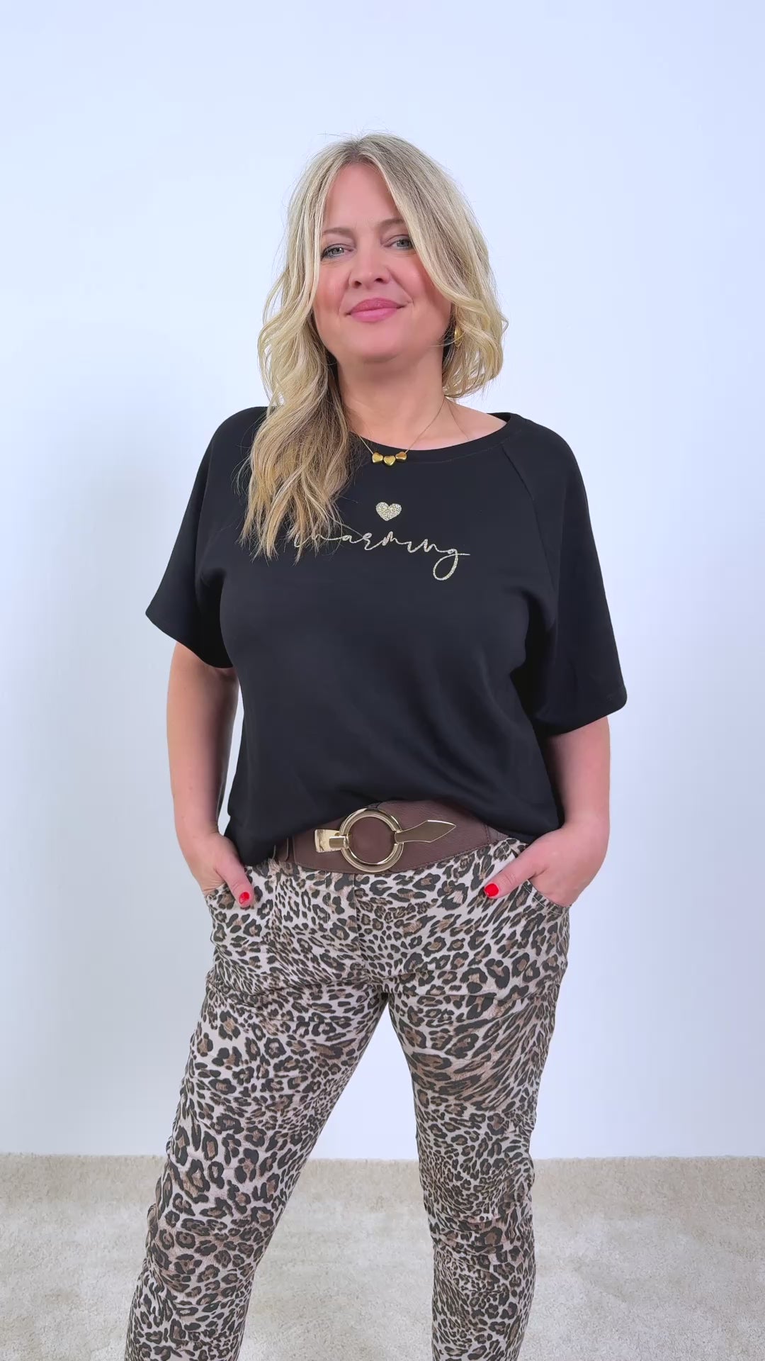 Leichtes Sweatshirt, Halbarm in Schwarz
