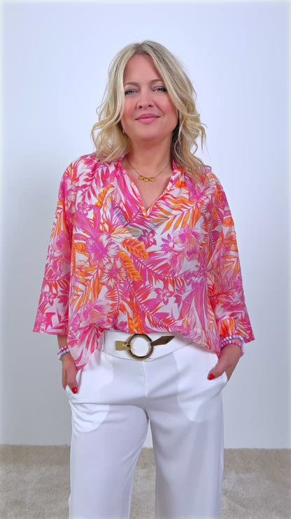 Bluse, Pink-Orange