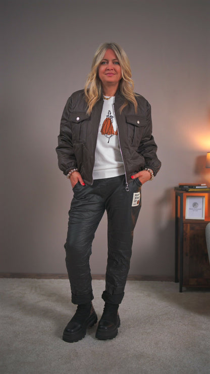 Stretchhose im Leder-Look, schwarz