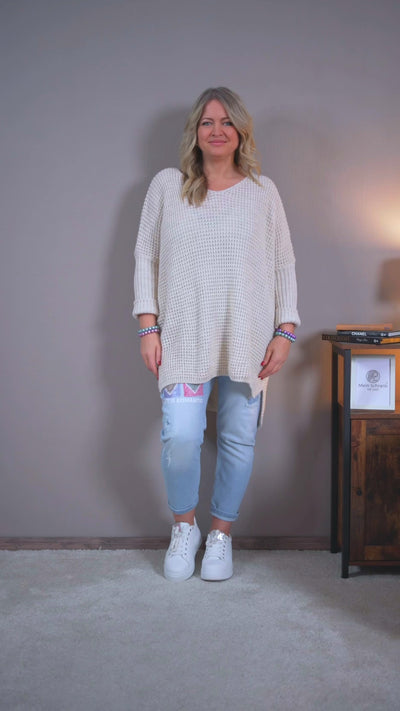 Oversize Longpullover, beige