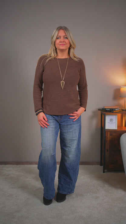 Feinstrickpullover, braun