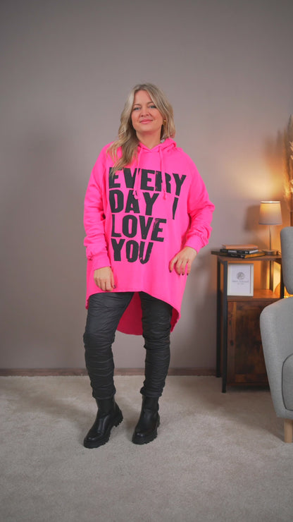 Lässiger Hoodie mit Statement-Print, pink