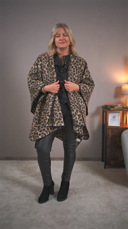 Poncho mit Leo-Print