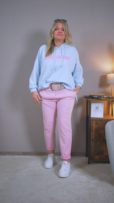 Leichter Hoodie mit Flockprint, himmelblau