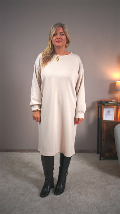 Shirtkleid aus Viskose-Mix, creme-beige