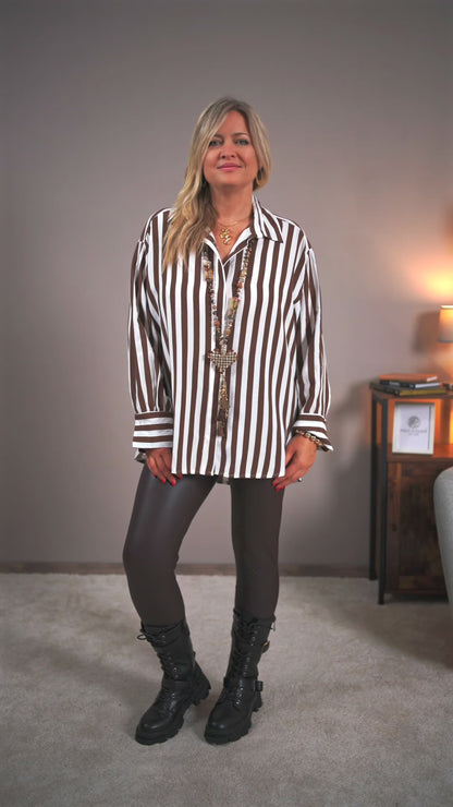 Längere Bluse im Streifen-Look