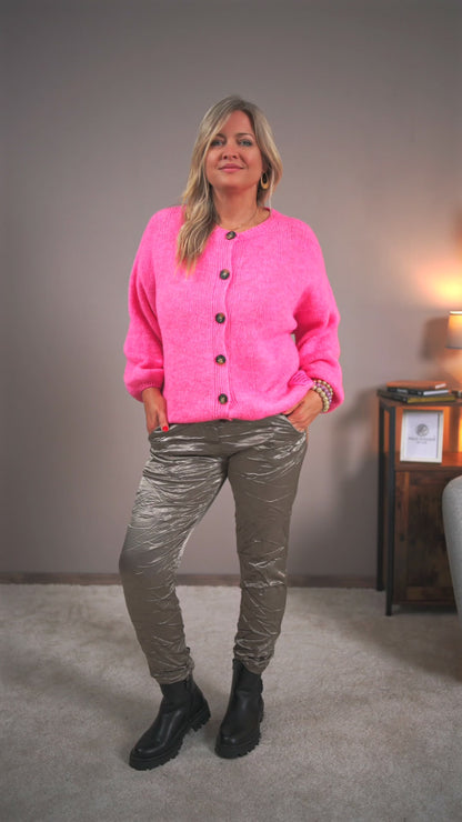 Kuschlige Strickjacke in Pink