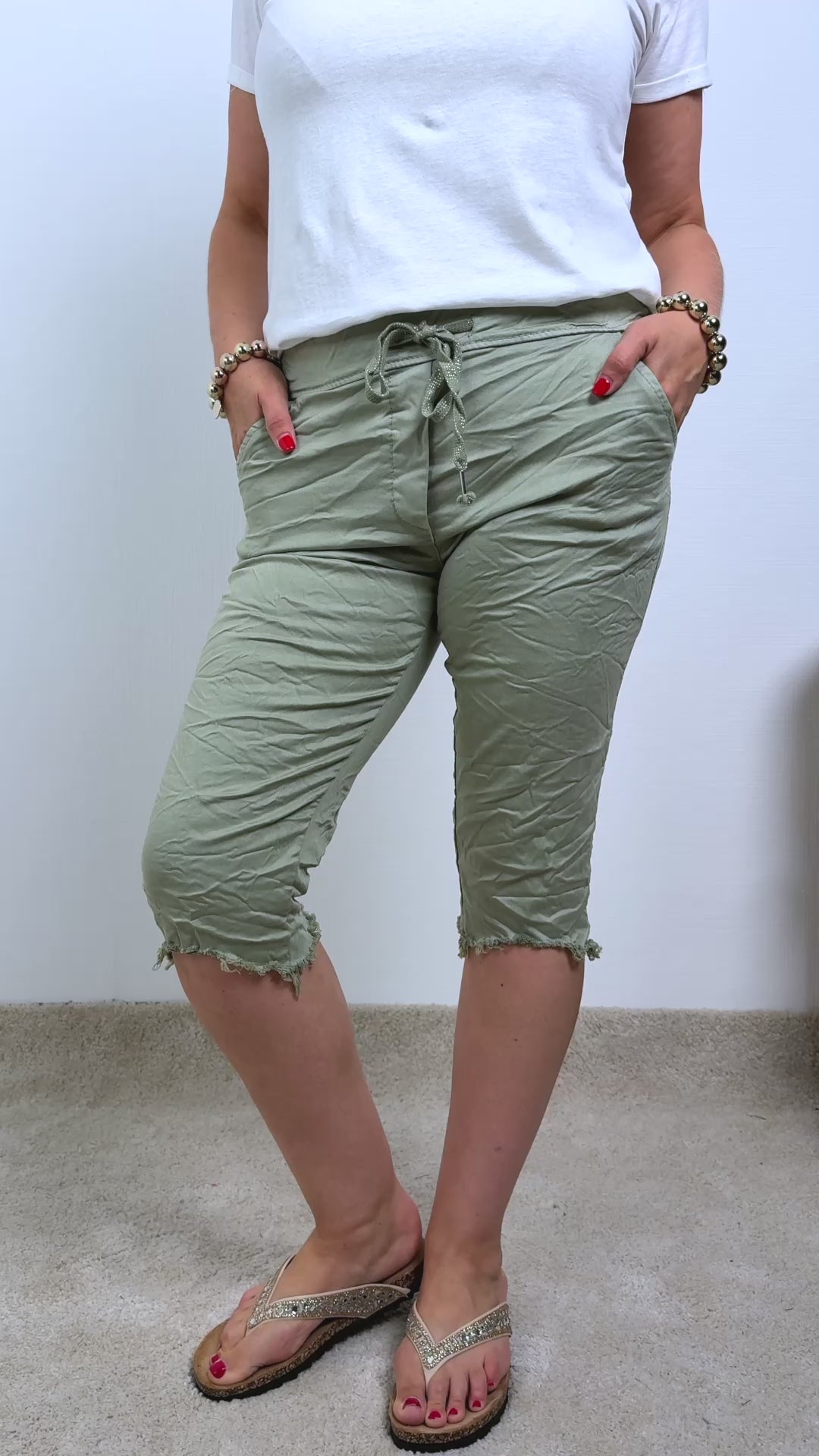 Capri-Stretchhose, hellgrün