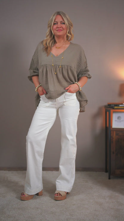 Leichte Oversized-Bluse, taupe