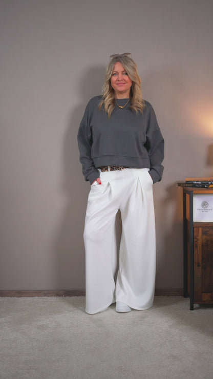 Kurzes Basic-Sweatshirt, anthrazit