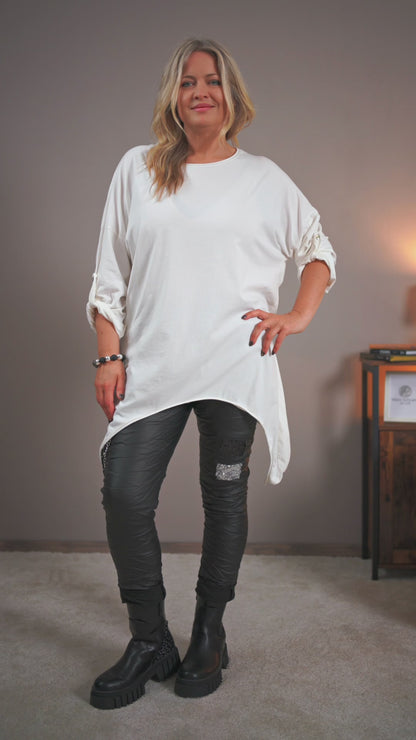 Oversize-Shirt mit Smiley, ecru