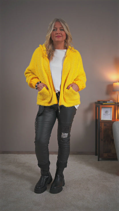 Bouclé-Jacke, sonnengelb