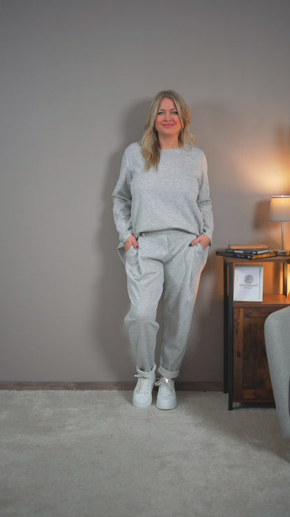 Locker geschnittenes Sweatshirt, grau melange