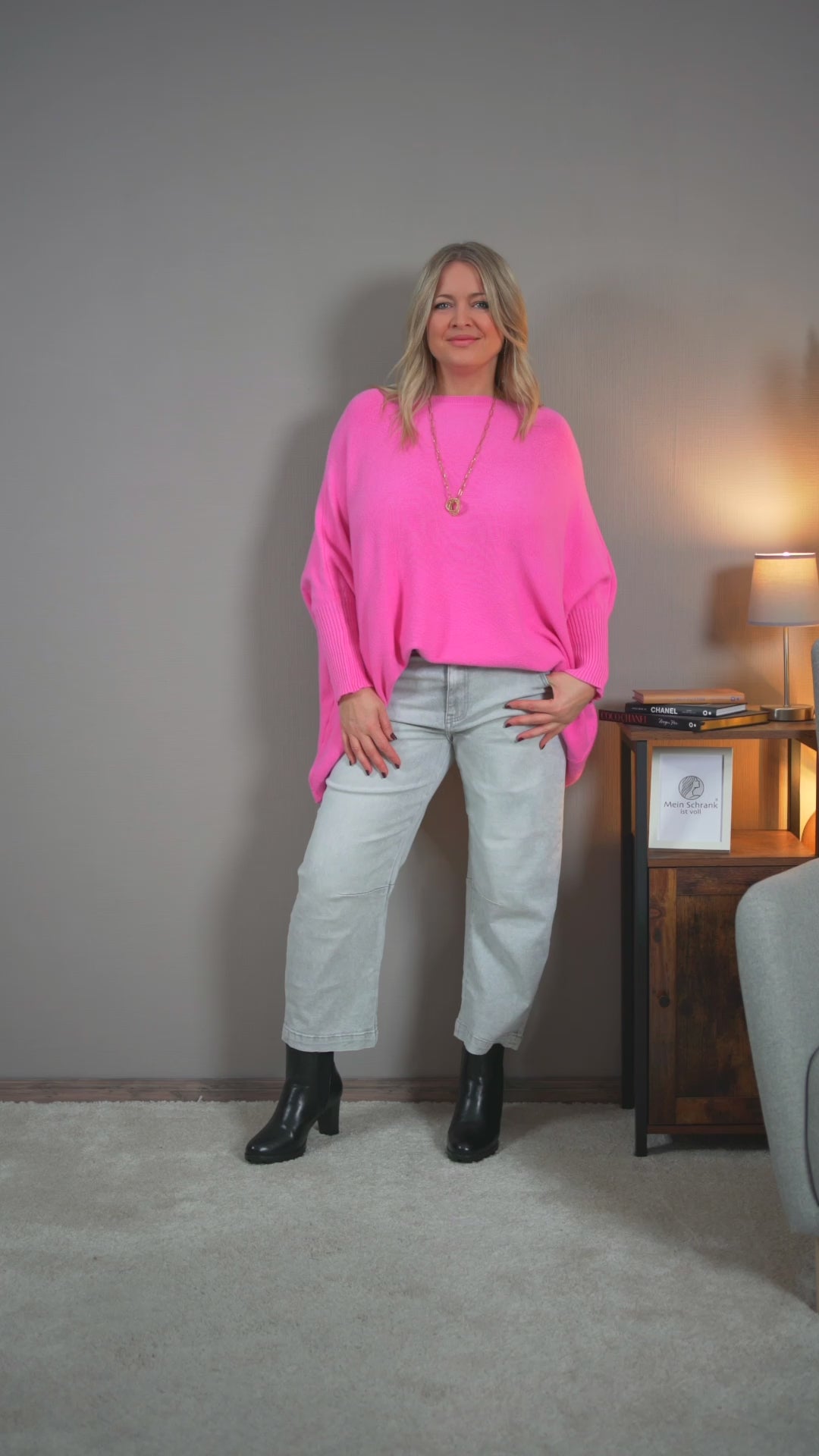 Video laden: Oversize Feinstrickpullover, pink