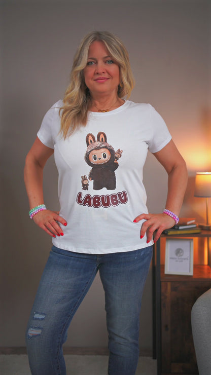 T-Shirt mit Sammlerfigur, schokobraun