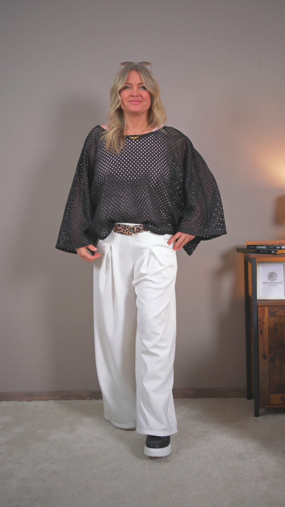 Oversize Netzshirt, schwarz