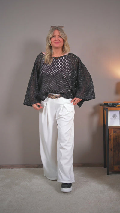Oversize Netzshirt, schwarz
