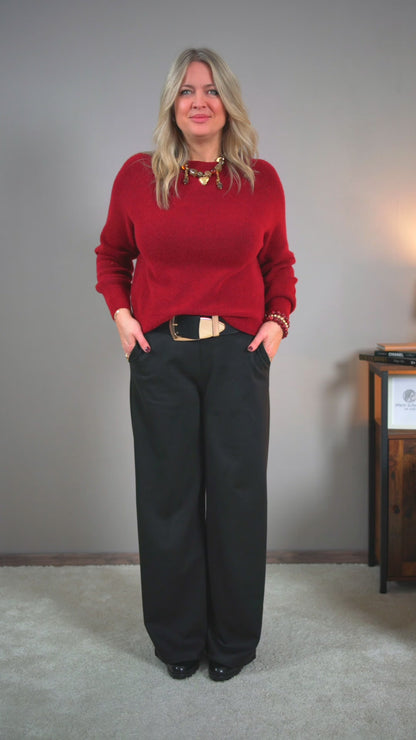 Kuscheliger Strickpullover, weinrot