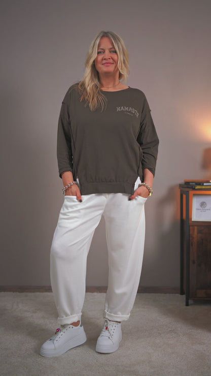 Sweatshirt mit Leo-Schriftzug, schokobraun