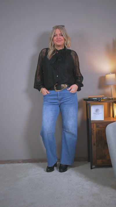 Bluse mit Spitze, schwarz