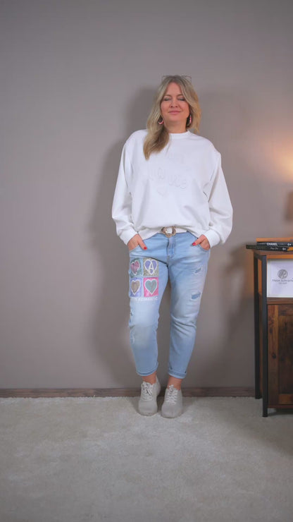 Stylisches Sweatshirt mit Schriftzug, weiß