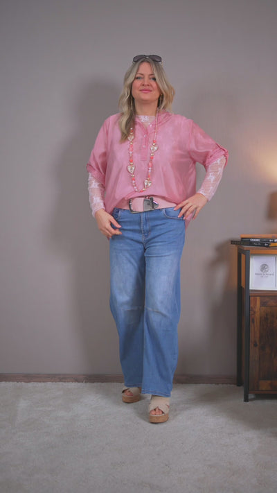 Leichte Bluse mit Kurzarm, altrosé