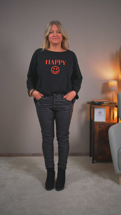 Sweatshirt mit Print, schwarz