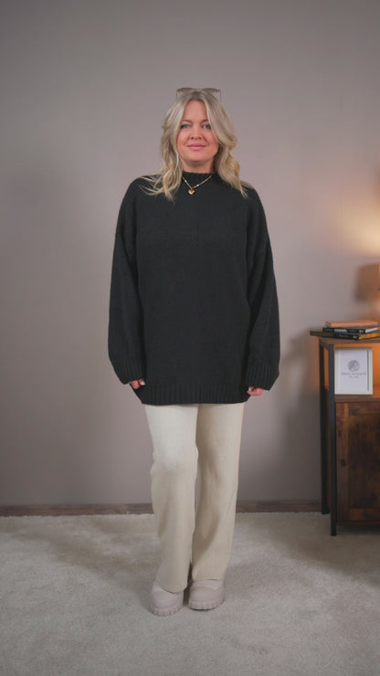 Oversize-Strickpullover, schwarz