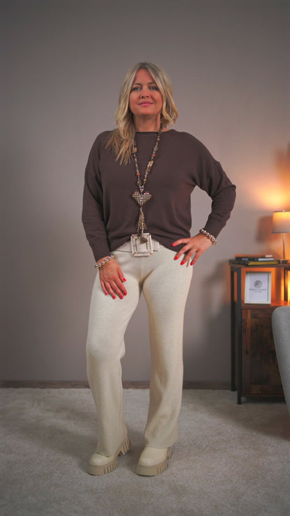 Feinstrickhose, creme