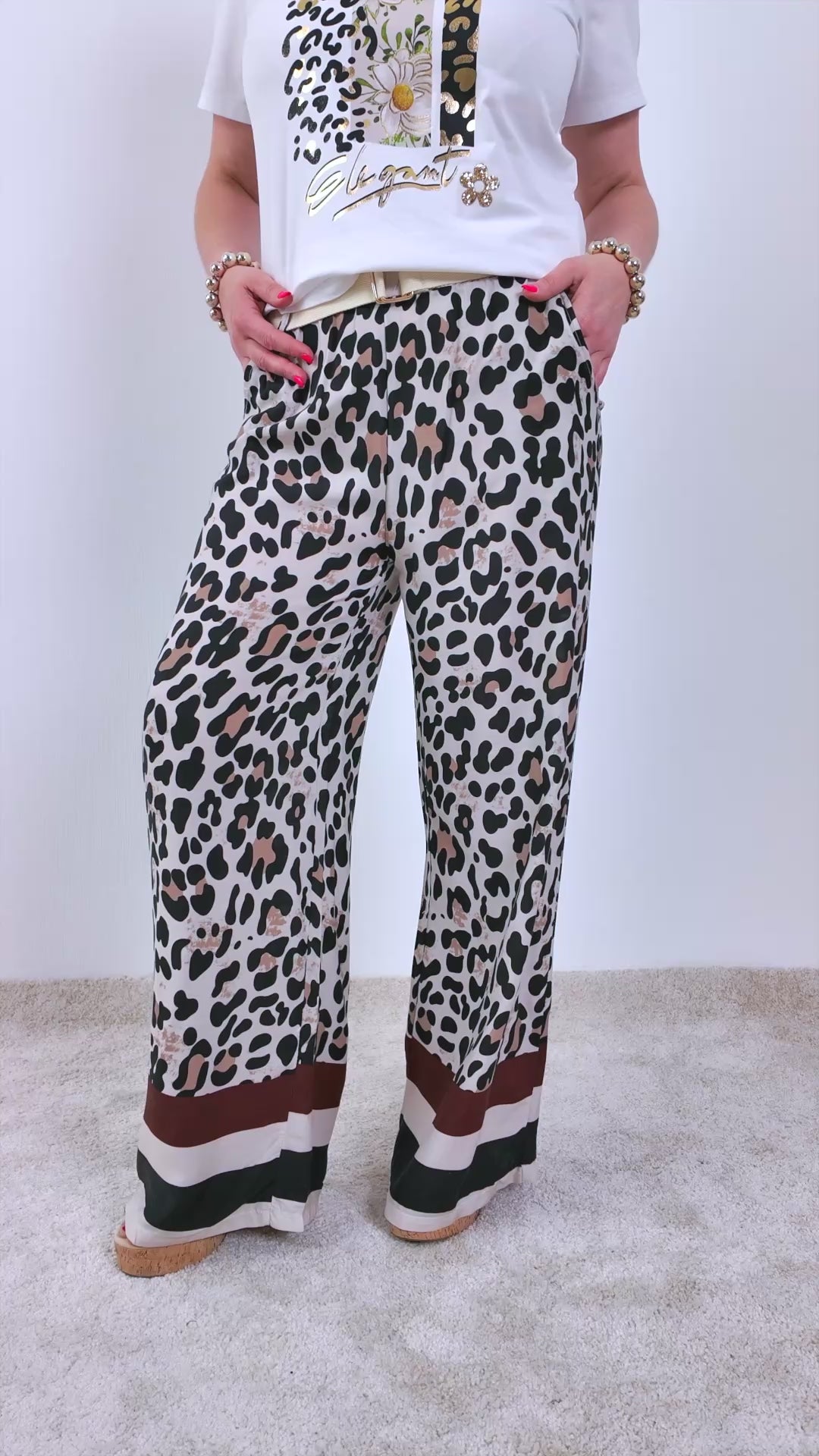 Sommerhose mit Gürtel, Leo-Muster