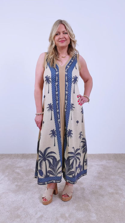 Langes Kleid mit Palmen