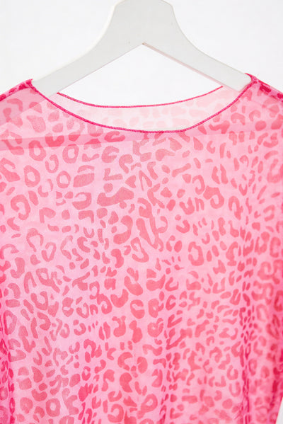 Leichtes Langarmshirt mit Leo-Muster, neonpink/lila